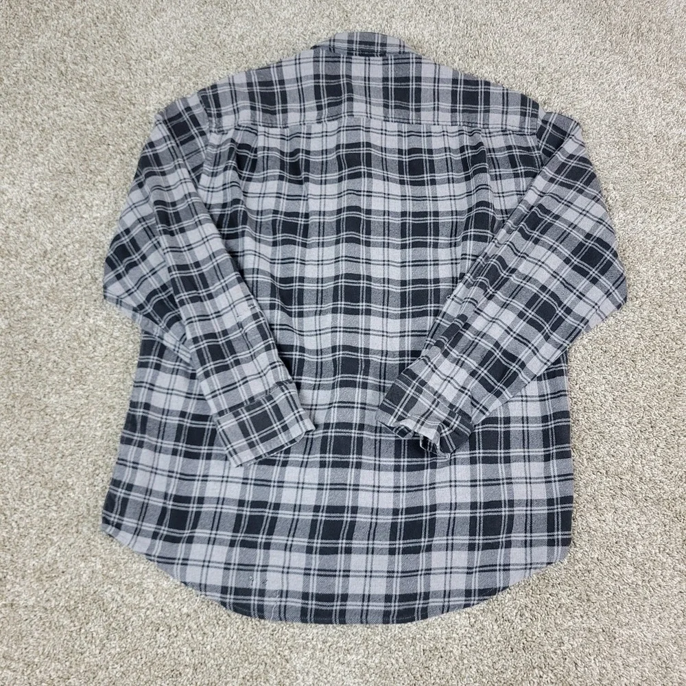 Pendleton Hawthorne Mens Large‎ Black Gray Plaid Button Up Long Sleeve Flannel